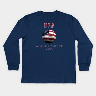 USA Womens Soccer World Champions 2015 Kids Long Sleeve T-Shirt